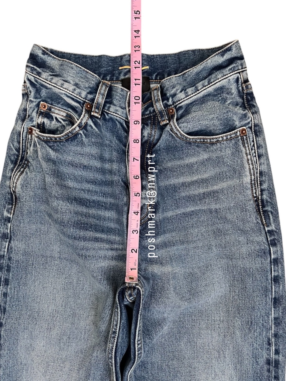 SAINT LAURENT ✨ V-Waist Baggy High Rise Wide Leg Jeans 50’s Blue 24 - Picture 10 of 15